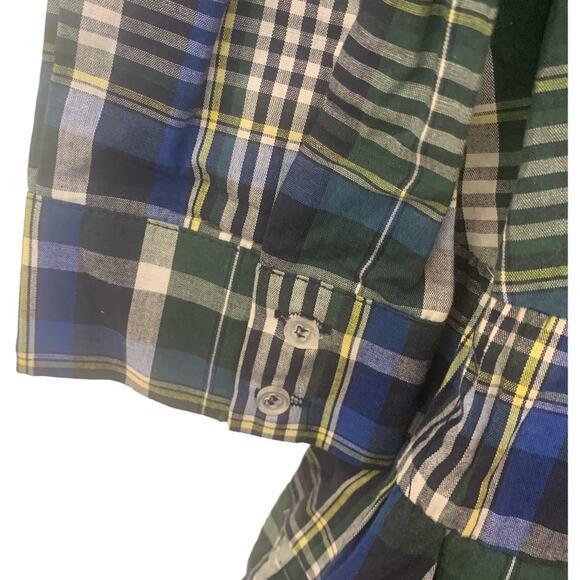 Gianni Bini Mini Dress S Blue Tartan Off Shoulder Button Up Preppy Schoolgirl - Picture 5 of 7
